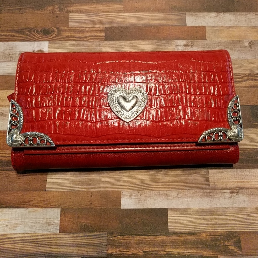 Decorative Metal Heart Embellishment Red wallet
